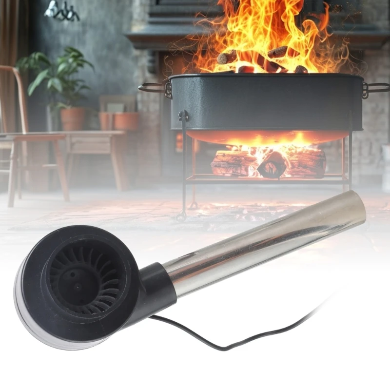 Portable 5 Speed USB Powered Blower Fan with Extended Hose for Outdoor Cooking and Ventilation