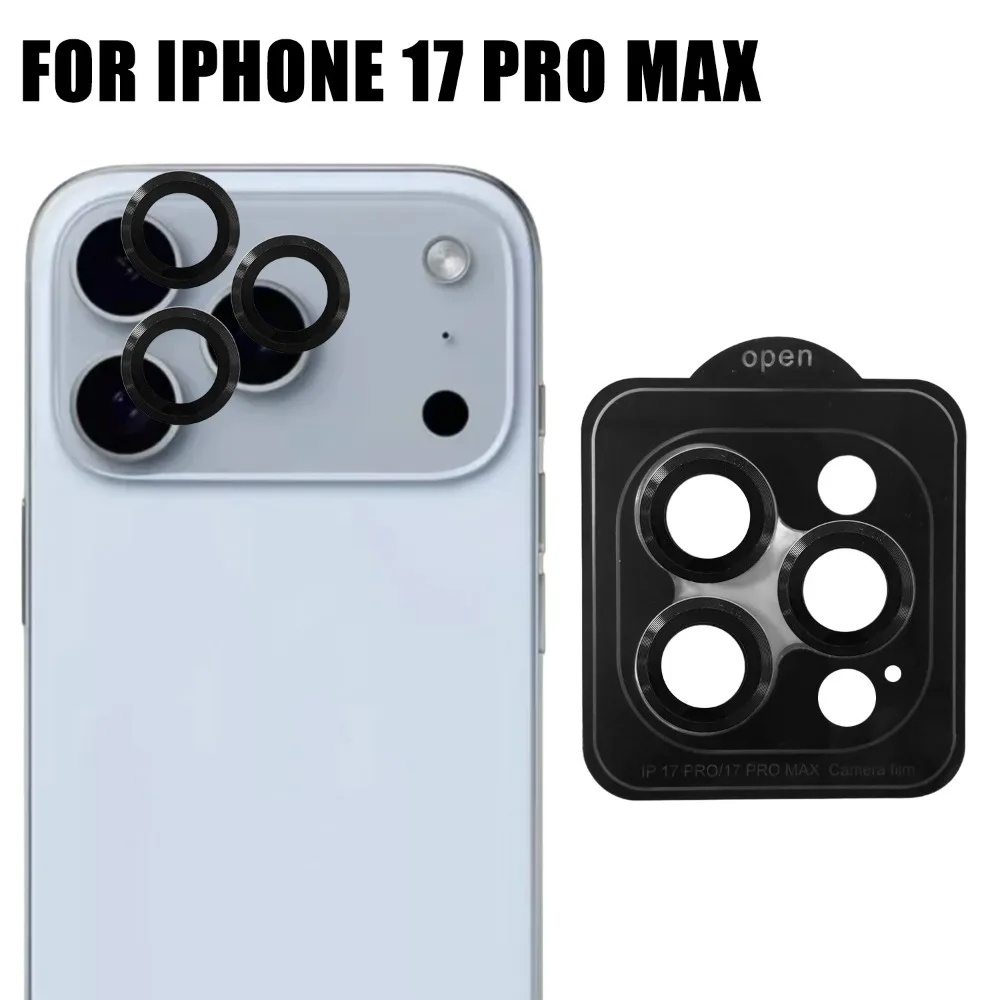 Metal Camera Lens Protector for iPhone 17 Pro Max 17Pro 9H Tempered Glass Anti-Scratch Individual Lens Cap for iPhone 17ProMax