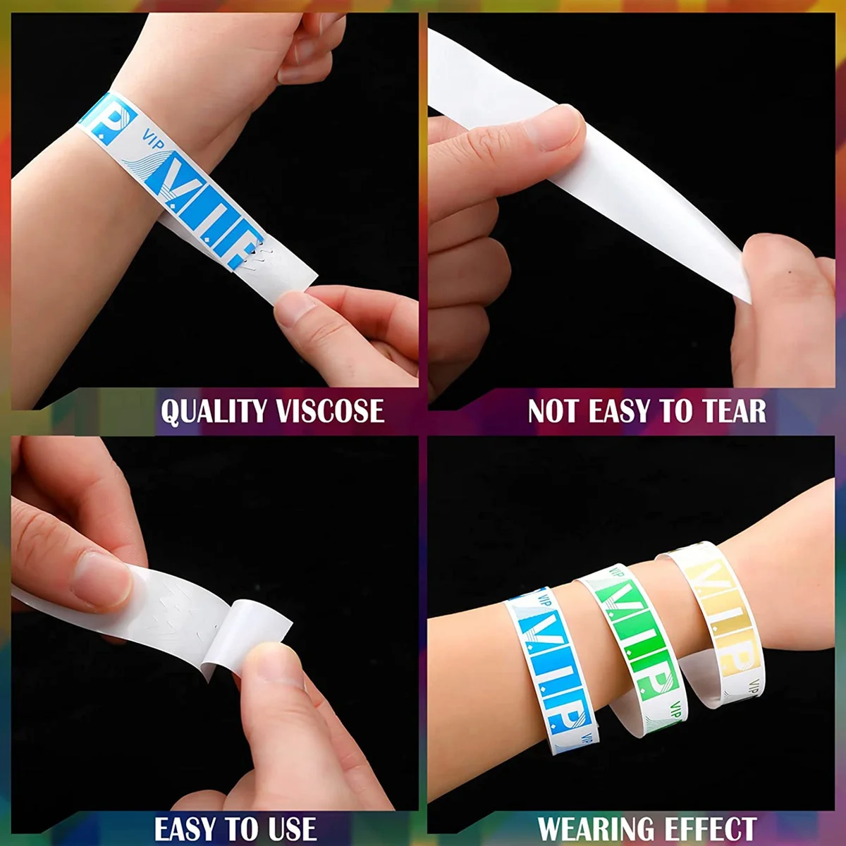 600 Pack VIP Paper Bracelets VIP Wristbands Waterproof VIP Wristbands Neon Colored Wristbands Variety for Events Party