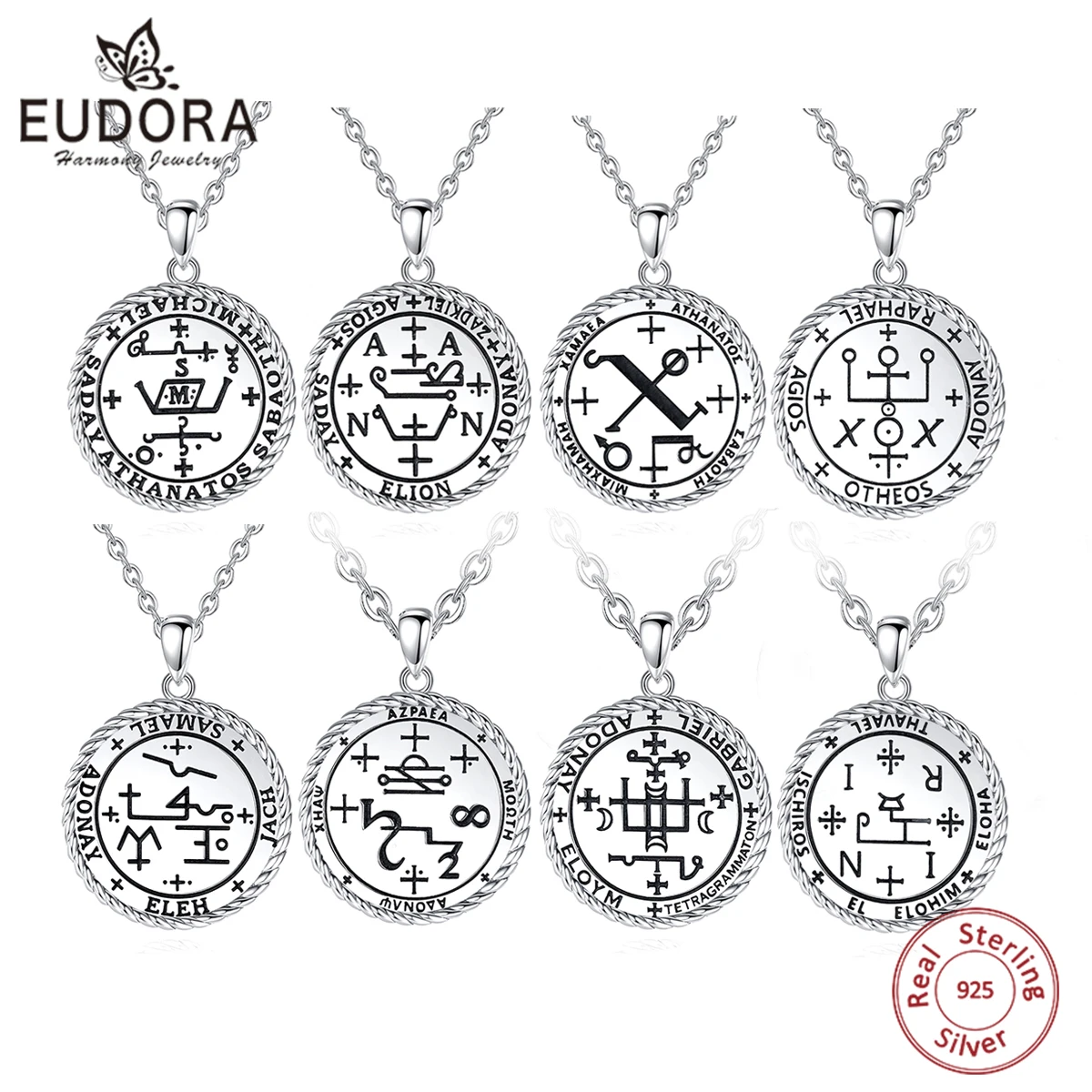 Eudora 925 sterling silber st michael erzengel halskette gabriel raphael azrael camael jophiel amulet anhänger religiöser schmuck