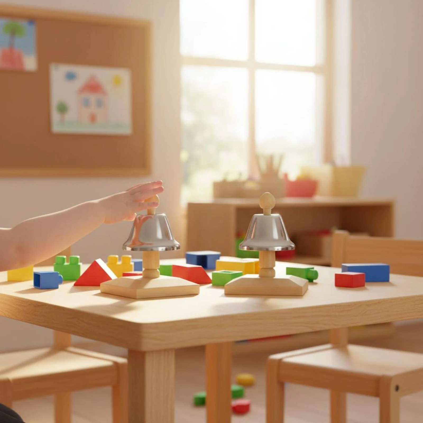 8 Note Bell Set Sturdy Wooden Melody Bell Desk Bells Safe Water-Based Paint Tuned Music Bells Lightweight for Home Learning