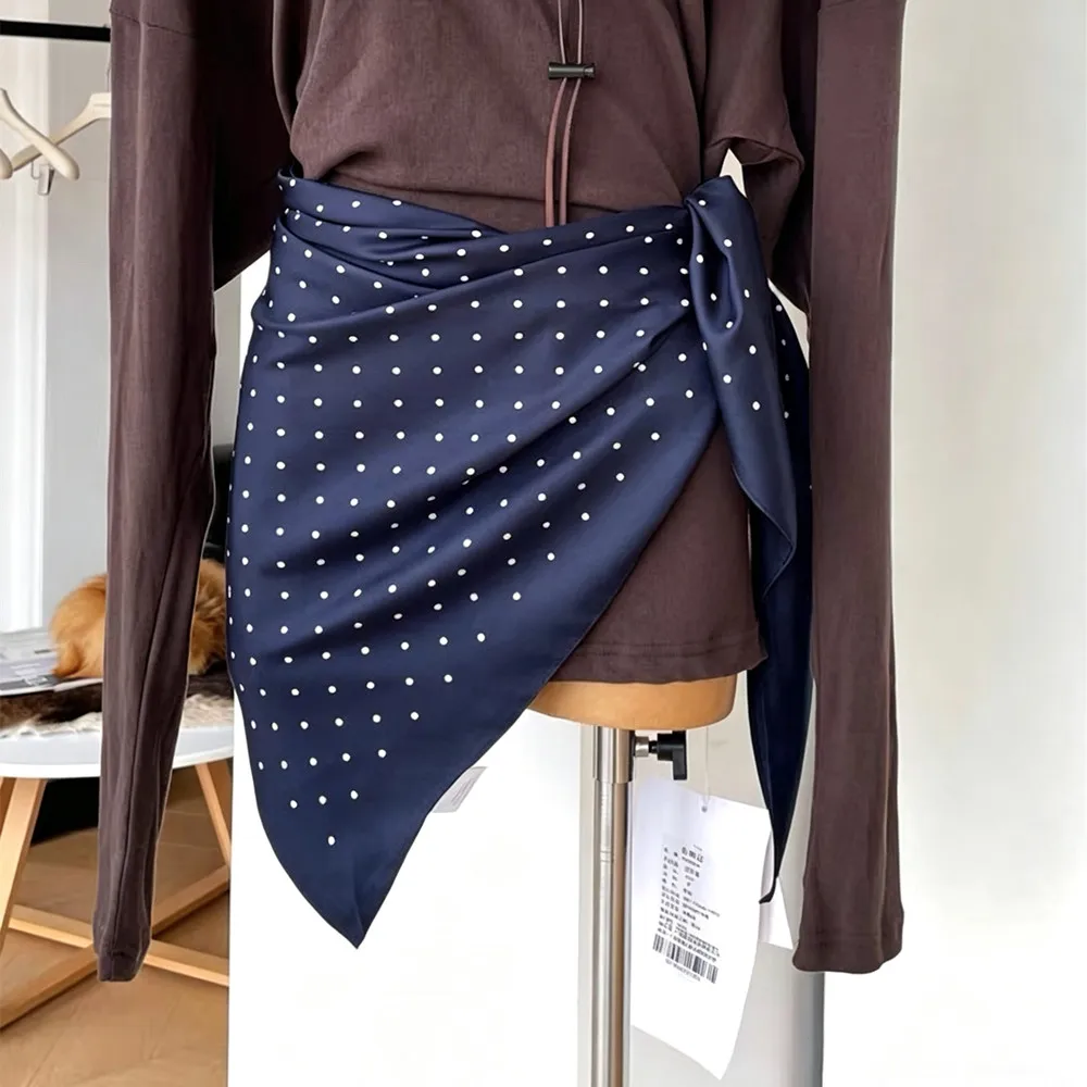 

Fashionable Versatile Dot Print Square Scarf Women's Necktie Waist Belt Decorative Headscarf Summer New Elegant Commute Bandana