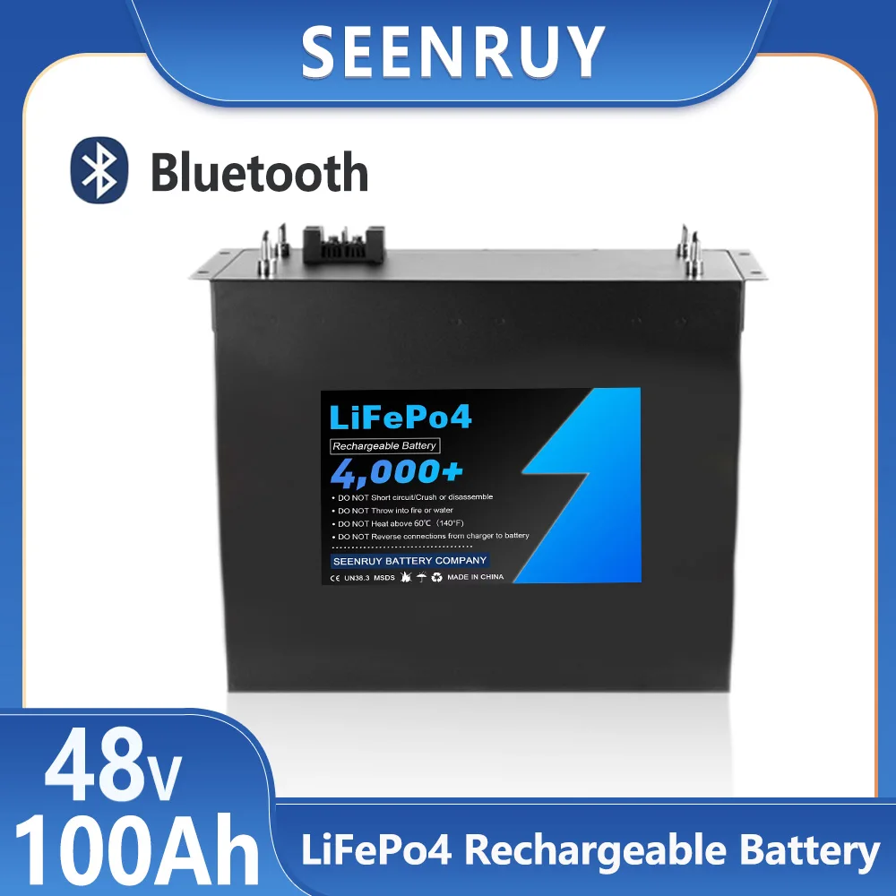 

48v 100AH Larger capacity Lifepo4 Battery Pack With BMS Optional Bluetooth for Golf cart AGV logistics truck +10A Charger