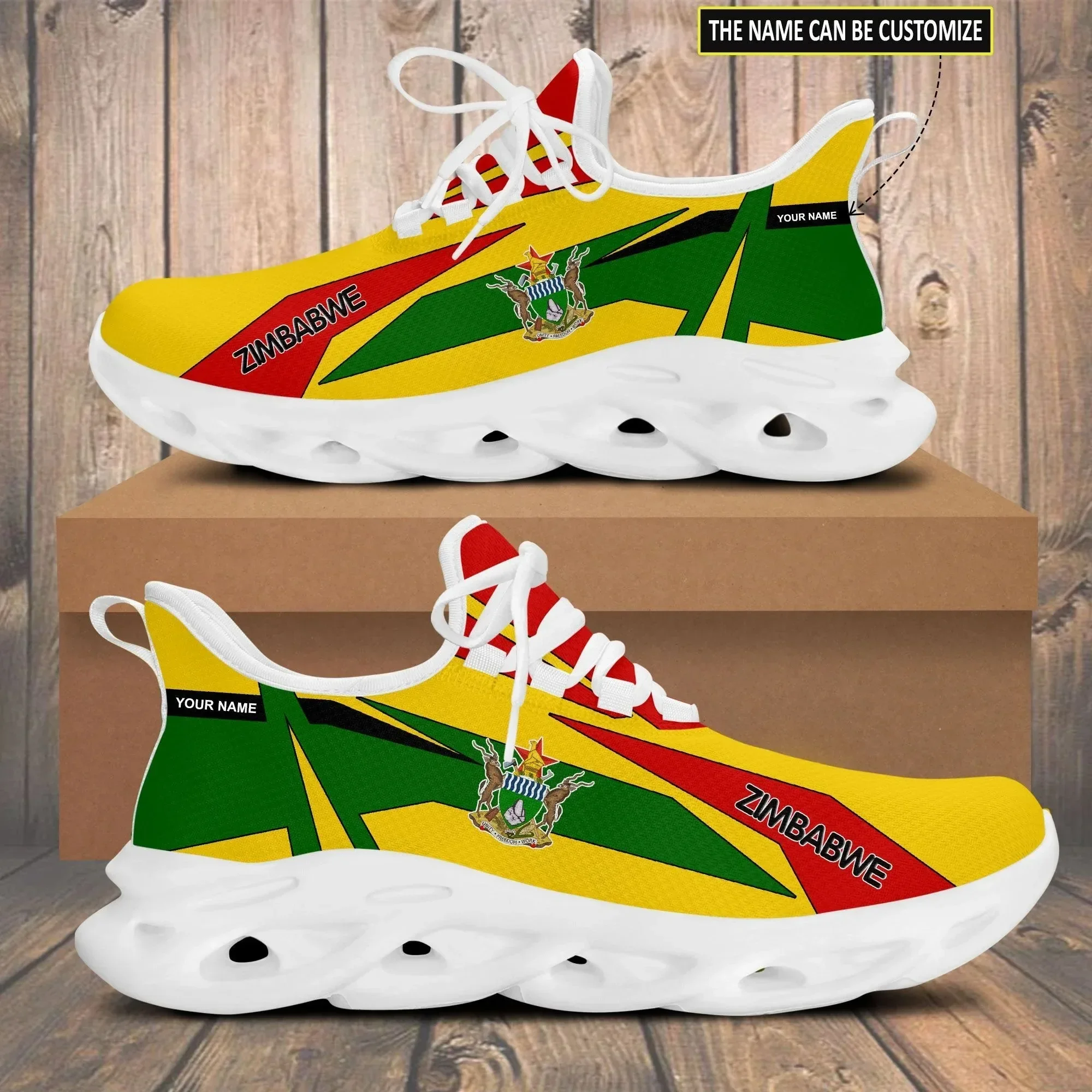 Zimbabwe Flag Printed Fashion Sneakers Breathable Mesh Casual Tennis Shoes For Men High Quality Basket Casual Shoes Footwear