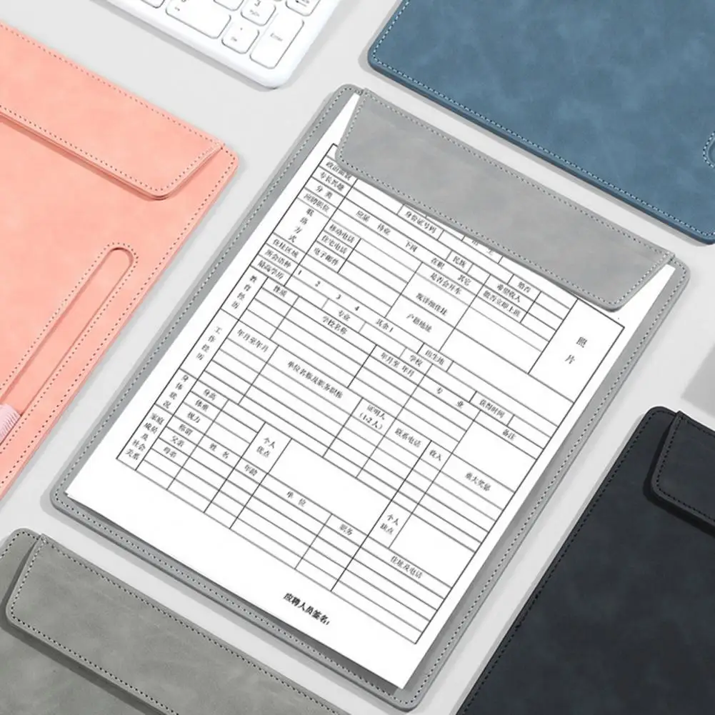 Буфер обмена с крышкой для ручки Профессиональный буфер обмена из искусственной кожи с магнитным зажимом для страниц Держатель для ручек Карман для файлов A4 Письмо для офиса