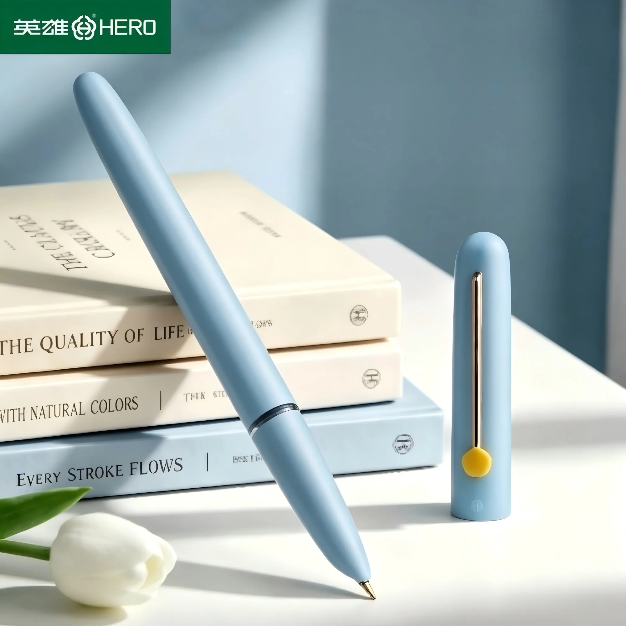 HERO 616 Nova Classic Fountain Pen Morandi Color 0.38mm EF Concealed Iridium Nib Compatible with 3.4mm Standard Ink Cartridges