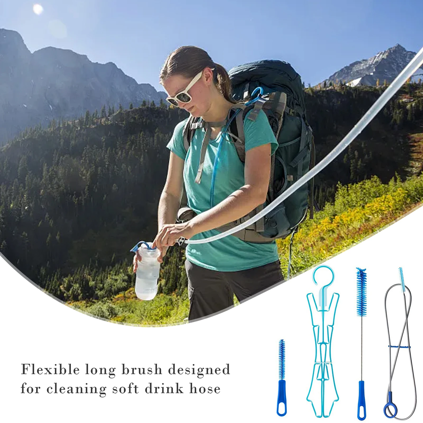 4 In 1 Outdoor Water Hydration Bladder Cleaning Brush Kit With Drying Rack Portable Drinking Water Bag Cleaning Tool Water Tank