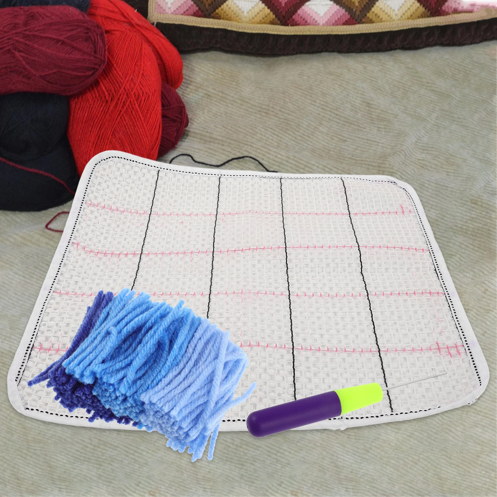 

1Set DIY Carpet Crochet Latch Hook Rug Making Kit Lightweight Decorative Yarn Craft Household Set Carpet Crochet Kit