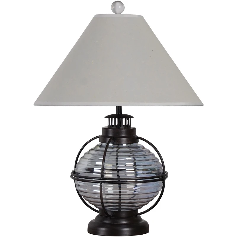 Retro style creative glass desk lamp model room hotel study entrance warm decorative bedside lamp