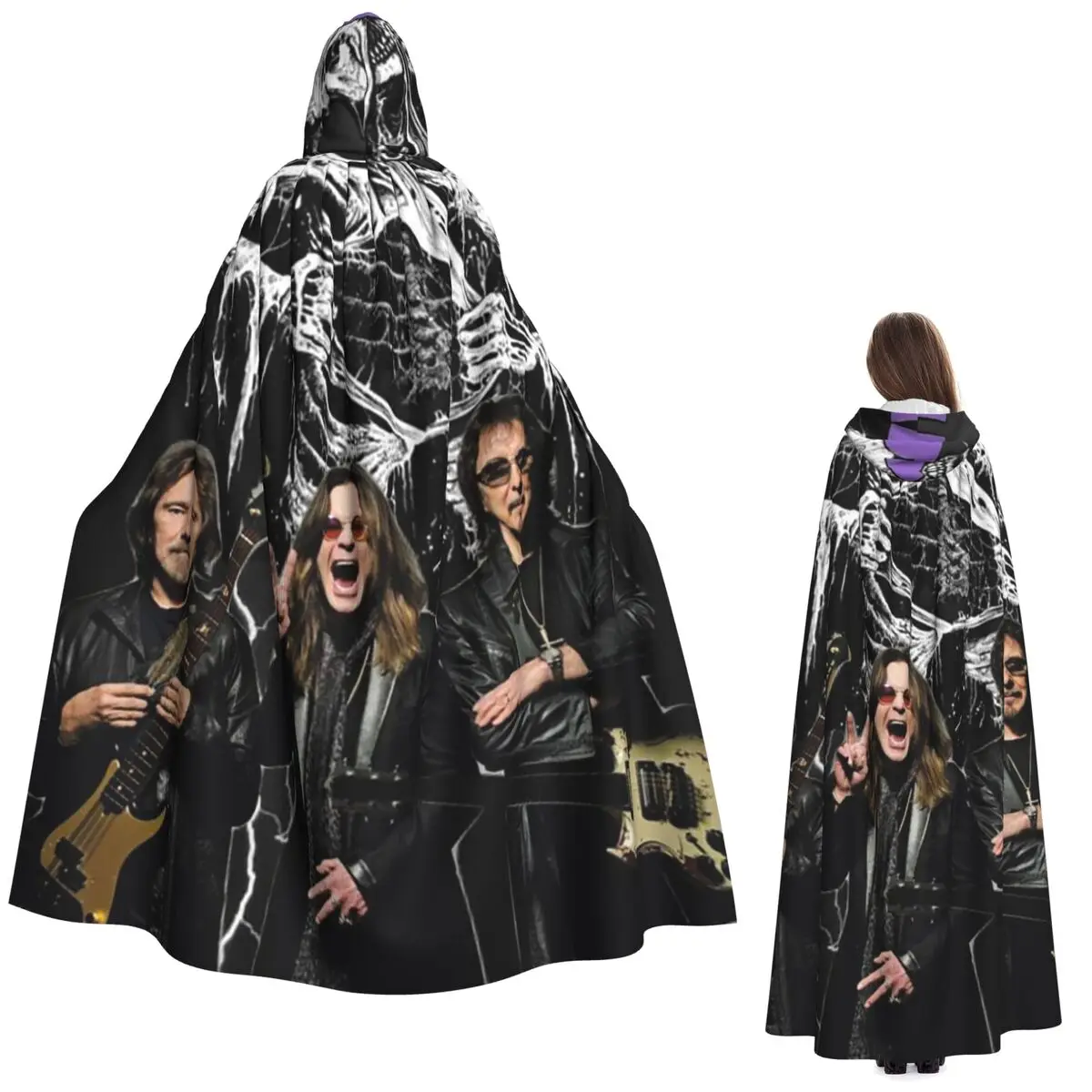 

Длинный плащ с капюшоном Band Black Sabbath, средневековый костюм ведьмы, накидка для косплея, накидка на Хэллоуин, вечеринка для взрослых, унисекс