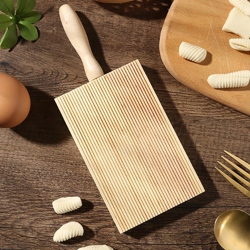 Italian Fantes Gnocchi Board Wood Kitchen Baking Tool Pasta Maker Professional Embossed Rolling Pin Rolling Stick