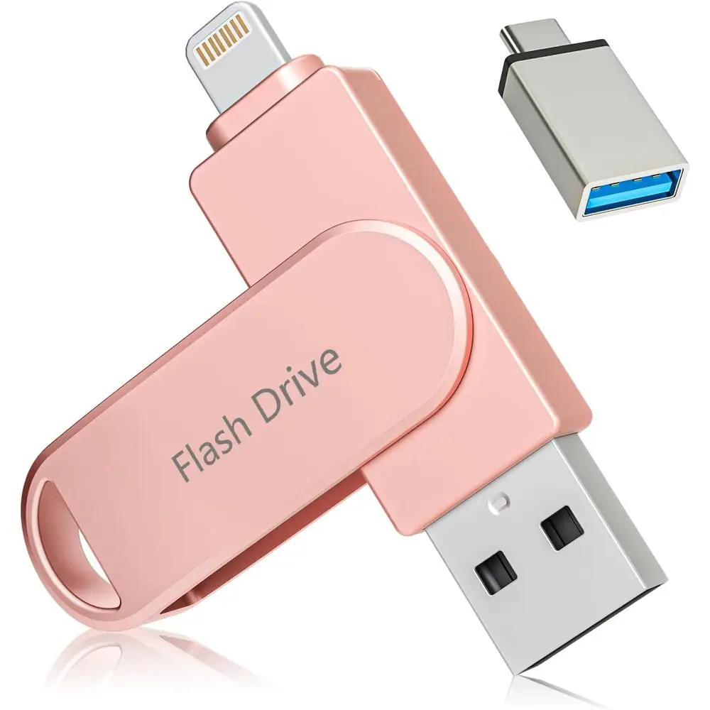 High-Speed 512GB USB Photo Stick, Compatible with iPhone, iPad, Android, and PC (Pink)