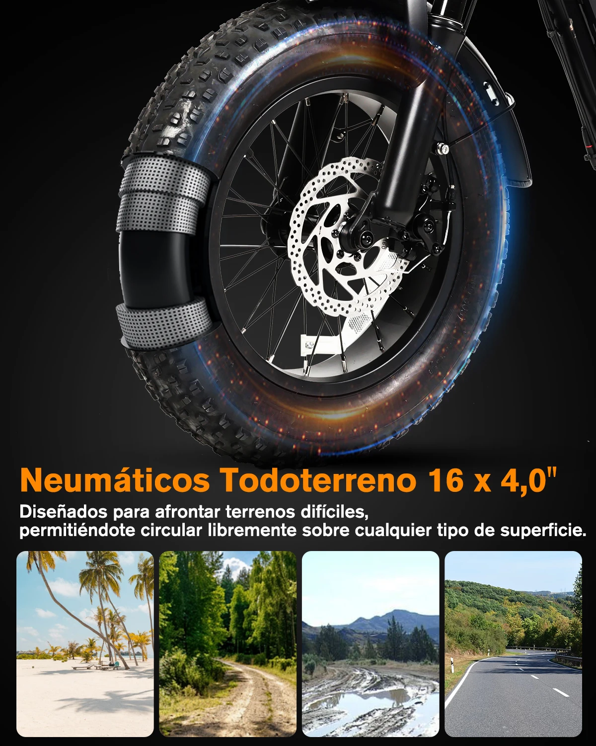 Bicicleta Eléctrica de Montaña para Adultos, Ebike con Suspensión Completa y Neumáticos Gruesos de 16 Pulgadas, Batería de 48V 15Ah, Alcance Máximo de 80 km, 25 km/h, Estándar Europeo, Bicicleta Eléctrica Todoterreno