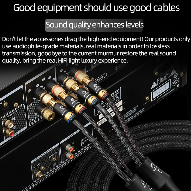 ERUMPENT OCC Plated Silver HiFi Speaker Cable Hi-end Gold Plated Banana Spade Y Convertible Plug Professional Loudspeaker Wire