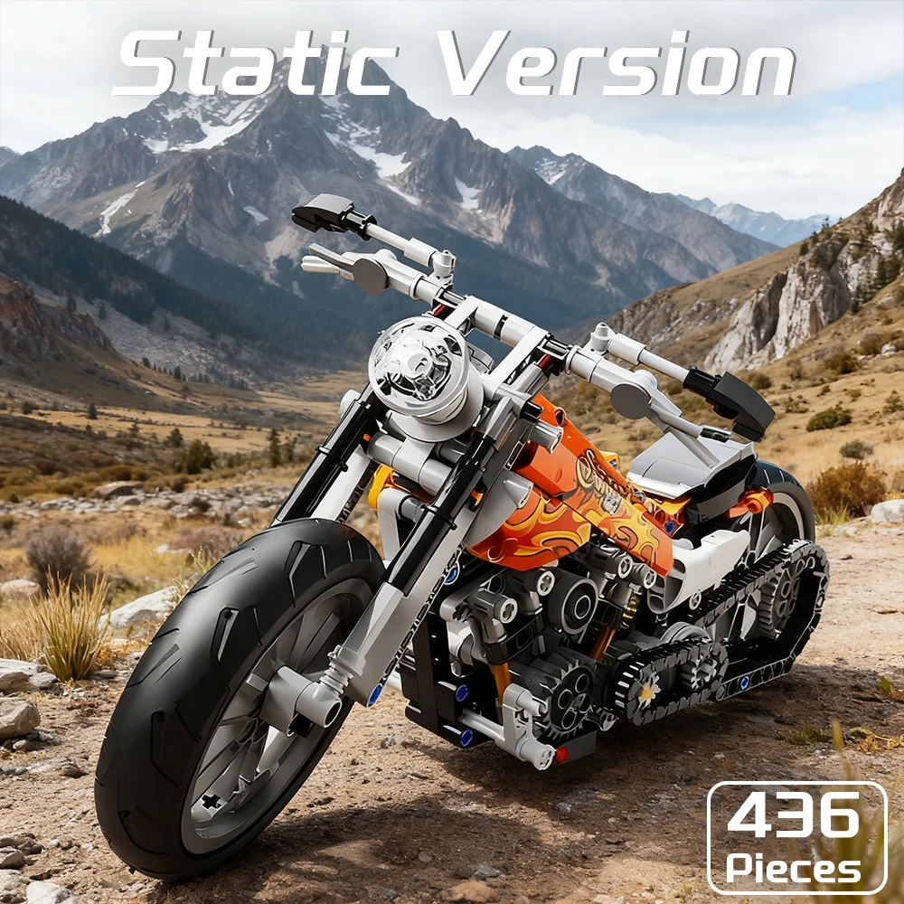 436개 조각 정적 오토바이 모델 생일 선물 장난감 소년용 DIY 기술 오토바이 차량 블록 모터 브릭 키트 신제품
