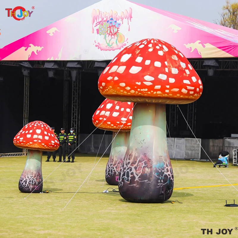 

Giant Realistic Inflatable Mushroom with Led Lights 2 Meters High Party Stage Lifelike Mushrooms Props Decorative Toys