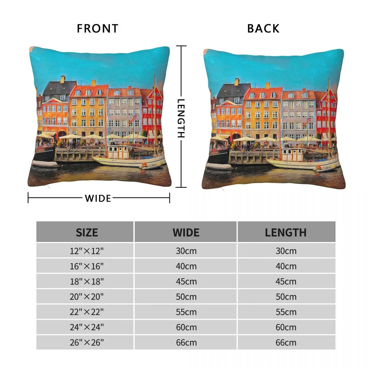 Streets Of Copenhagen Square Pillowcase Polyester Linen Velvet Printed Zip Decor Home Cushion Cover