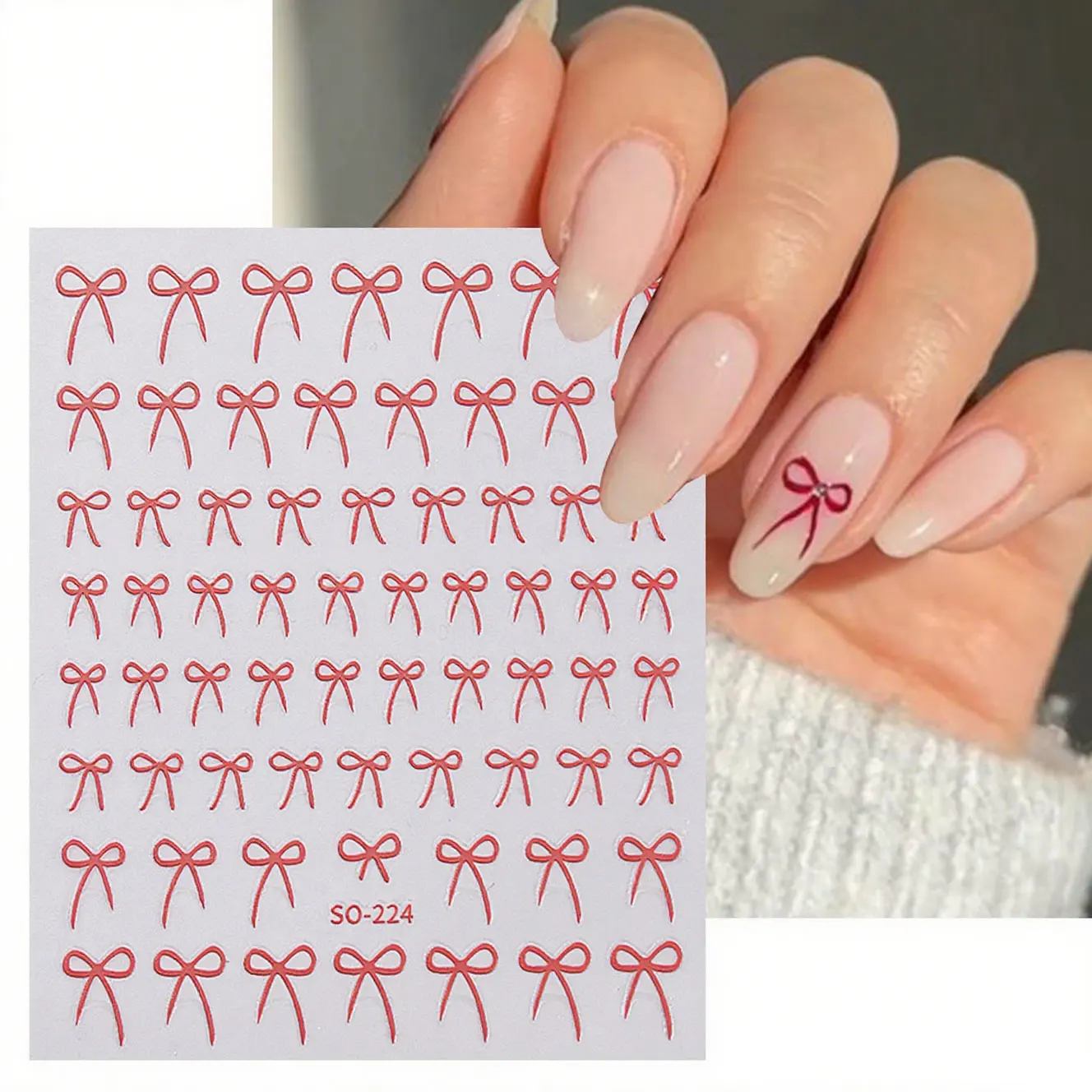 8pcs Mixed Color Bow Nail Art Stickers 3D Cute Red Black Pink bowknot Nail Charms Foils Y2K Gold Laser Effect Bow Manicure Decor