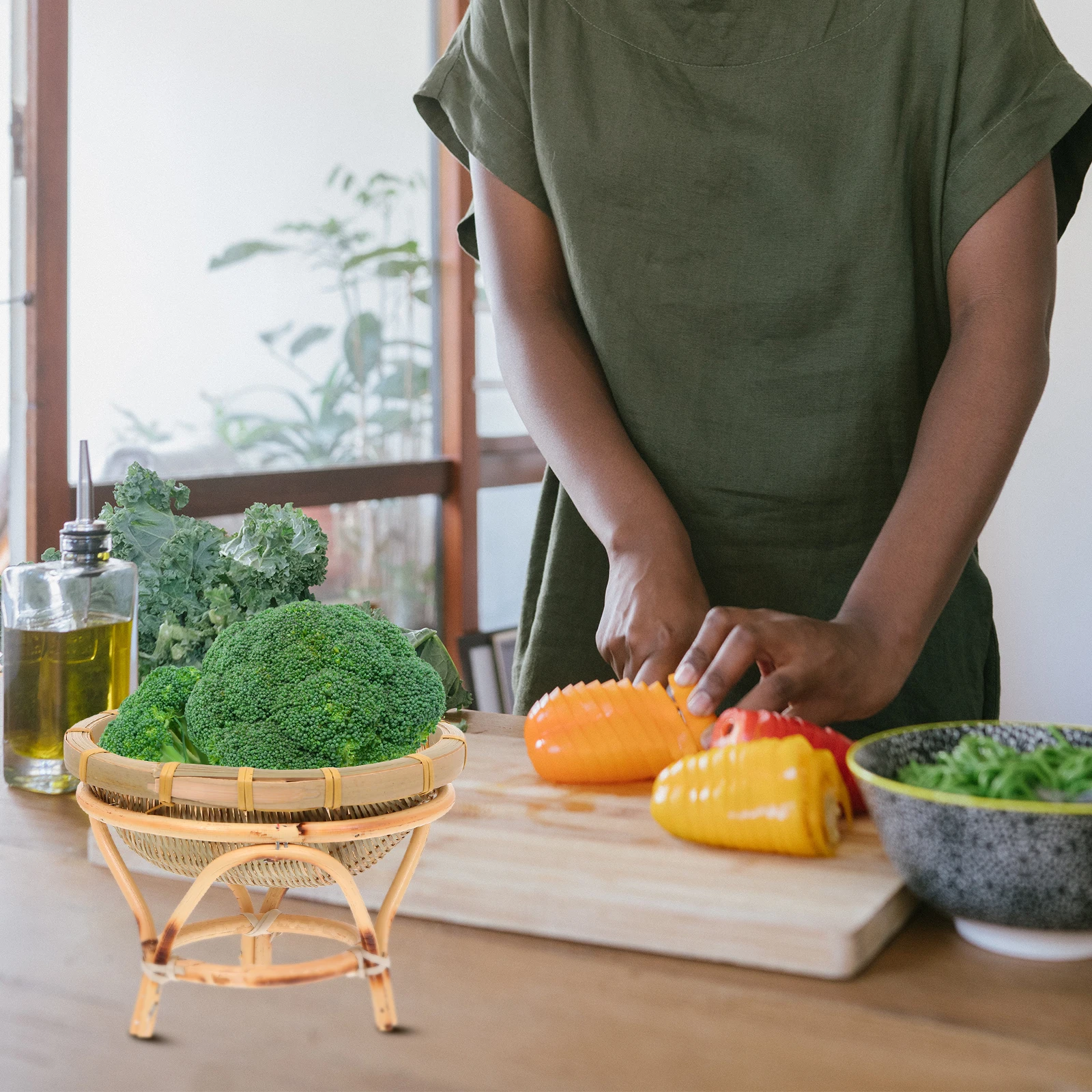 

Woven Fruit Basket Storage Kitchen Counter Garden Bowl Bamboo Tea Tray Eco Friendly Lightweight Practical Long Term