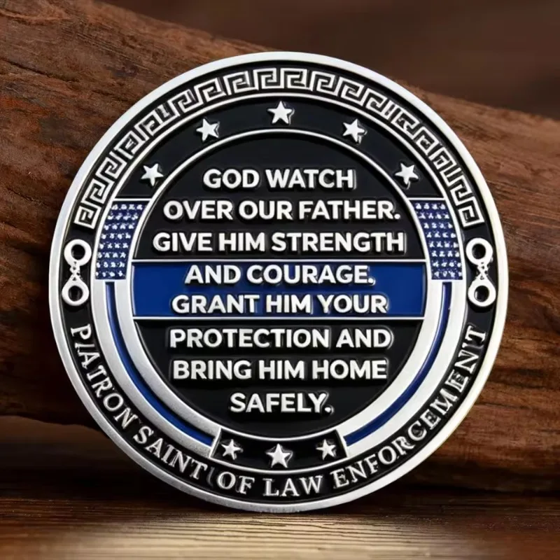 St. Michael Patron Saint of Law Enforcement Challenge Coin Police Officer Prayer Commemorative Coin Gift for Cops