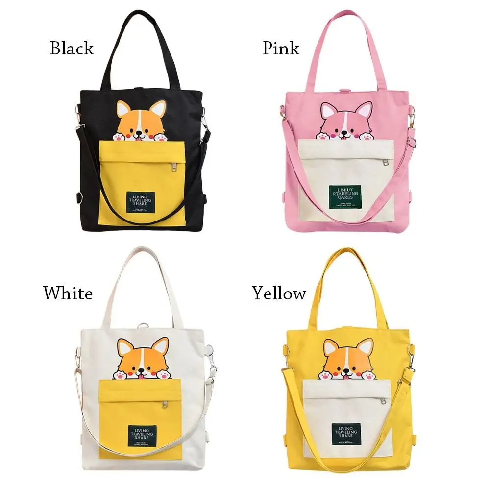 Холщовые сумки через плечо 3 в 1 с мультяшным принтом, вместительные сумки на плечо для женщин, школьный ранец для девочек и студентов, сумка-тоут для покупок