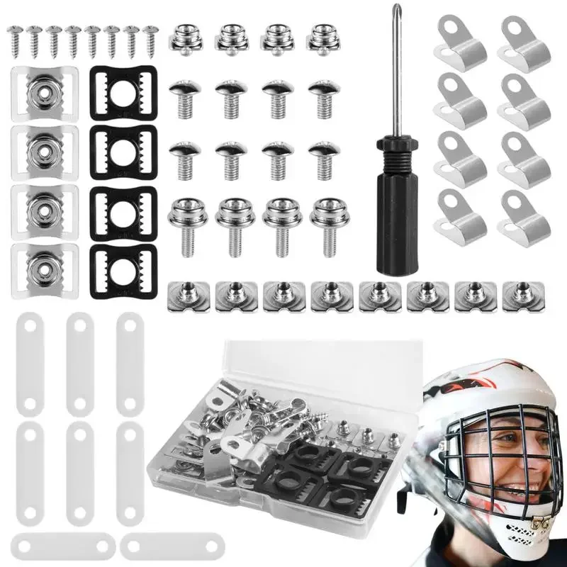 Hockey Helmet Repair Kit 57X Helmet Replacement Parts Clips Screws Hardware Kit Helmet Maintenance Tools For Football Baseball
