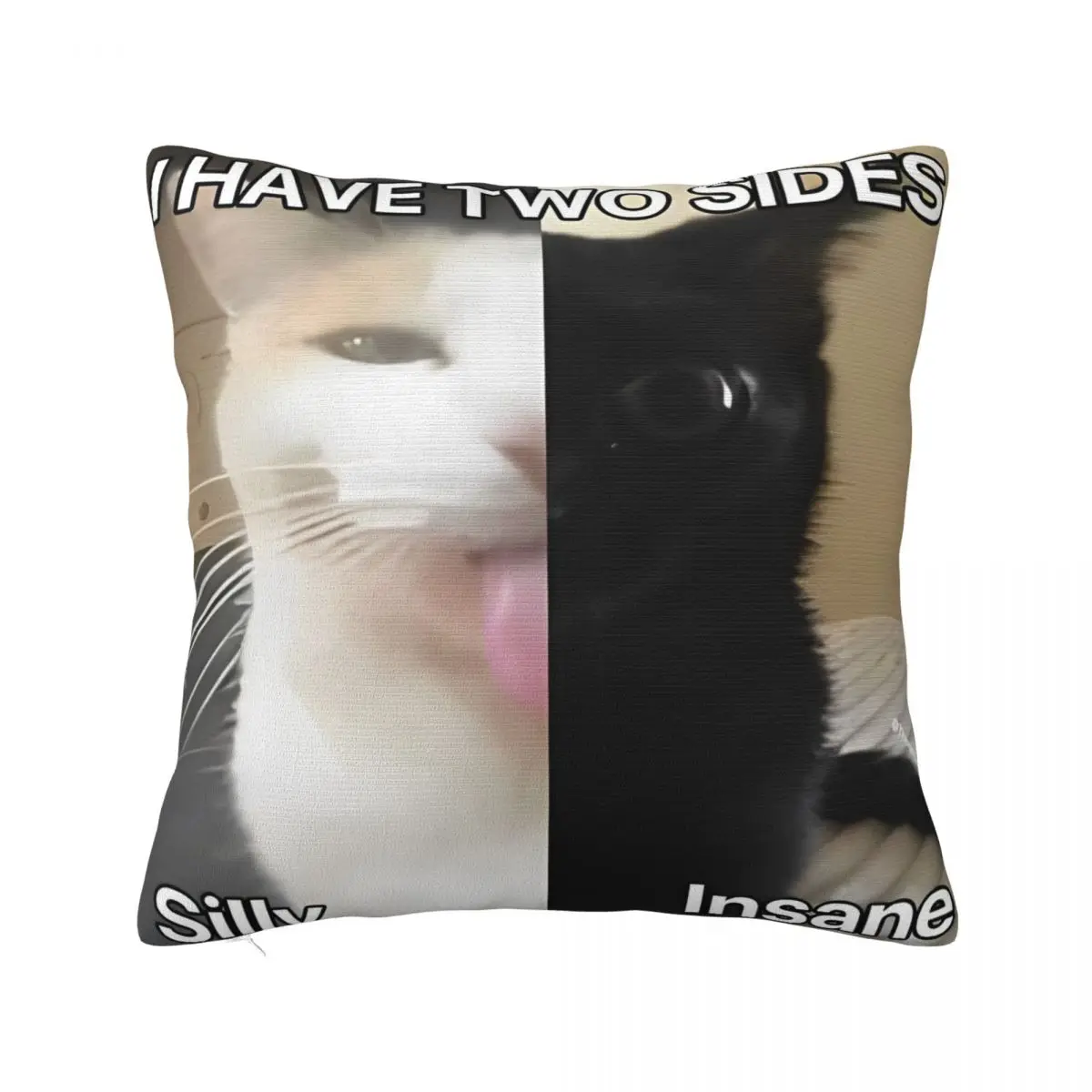 I Have Two Sides Silly Insane Cat Meme Pillow Cover Printing Cushion Cover Decor Animal Throw Pillow Case Cover Home Multi-Size