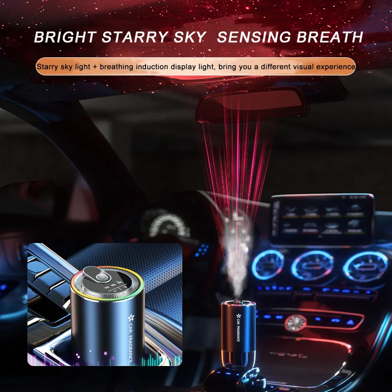 Car Air Refresher with LED Light Starry Projection Light Home Perfume Auto Air Purifier Aromatherapy Car Accessory For Tesla