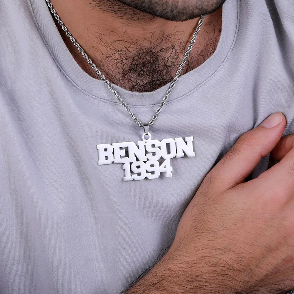 Atoztide مخصص 5 سنتيمتر اسم قلادة للرجال النساء مجوهرات من صلب لا يصدأ قلادة المختنق تويست سلسلة شخصية هدية الكريسماس #5