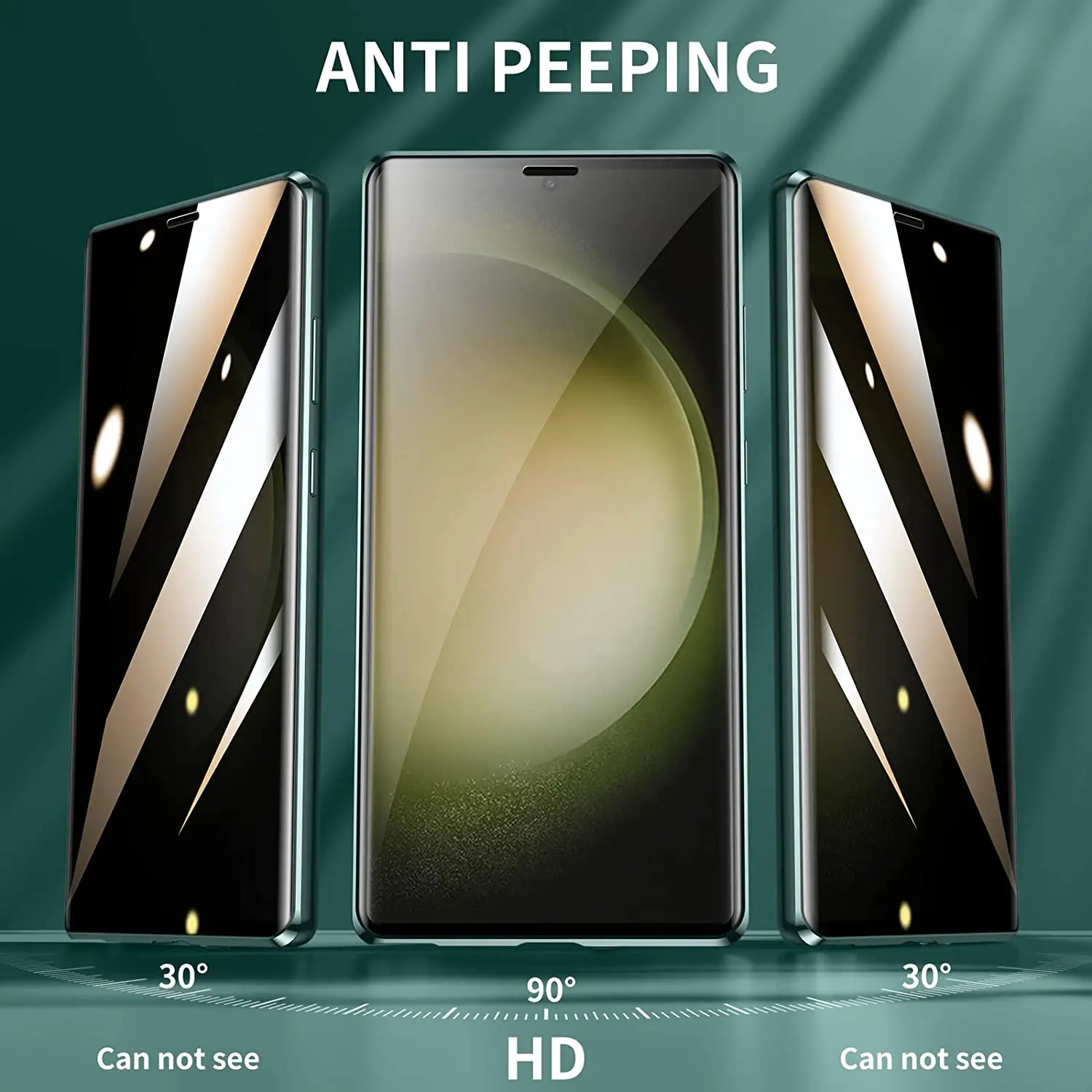 Metal Magnetic Phone Case For Samsung Galaxy S25 S24 S23 Plus S26 S22 Ultra Privacy Anti Peep Glass Lens Protection Cover Cases