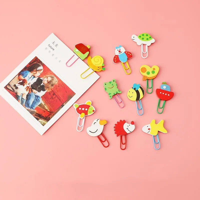 

10 шт., модные милые мультяшные цветные живописи, скрепки для бумаг с животными, школьные канцелярские принадлежности, студенческие канцелярские принадлежности, подарок для девочек, держатель для фото купюр