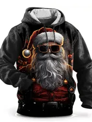 Graphic Santa Men's Fashion 3D Print Hoodie Sports Hoodies Long Sleeve Hooded Print Front Pocket Spring & Fall Hoodie Sweatshirt