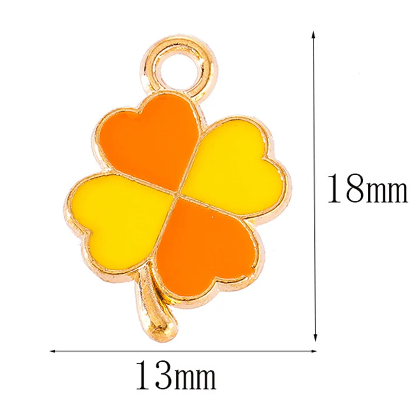 20 pcs/lot Fashion Colors Clover Alloy Enamel Pendant Accessories Charms for Women, Earrings/Necklace Handmade DIY Jewelry