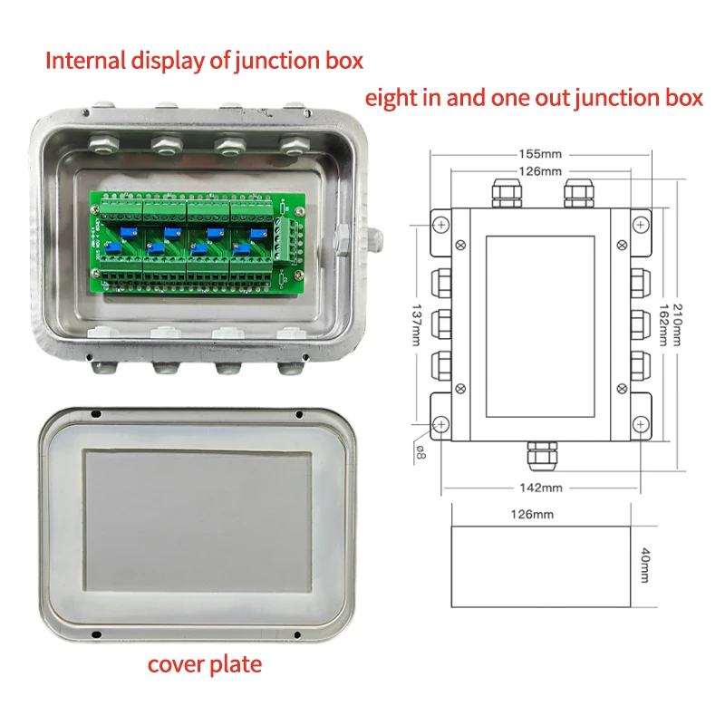 Load Cell Junction Box Multi-sensor Signal Summary Platform Scale Floor Scale Weighing Sensor Connection Box 4/6/8 in 1 Out