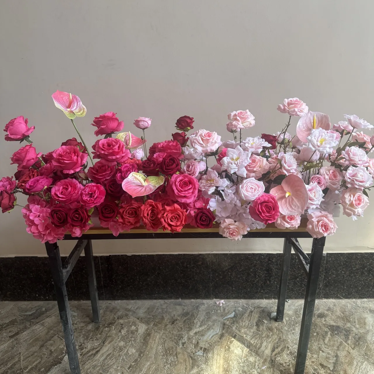 Artificial Flowers Wedding Room Decoration Bedroom Bedhead Decor Long Flower Row Home Floral Arrangement Table Centerpieces