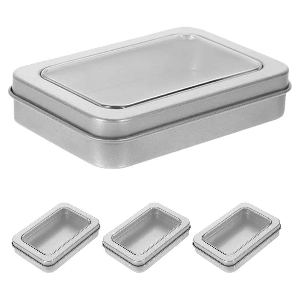 

4Pcs Playing Card Box Clear Window Sturdy Material for Organizing Game Cards Small Items Game Card Holder Iron Cards Box