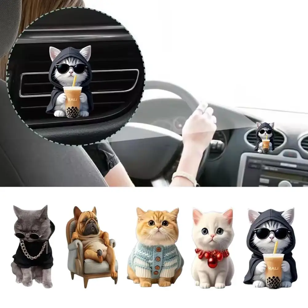 Car Air Outlet Cute Cat Aromatherapy Air Freshener Clip Automotive Elegant Deodorant Fresh Accessories Long-lasting Interior
