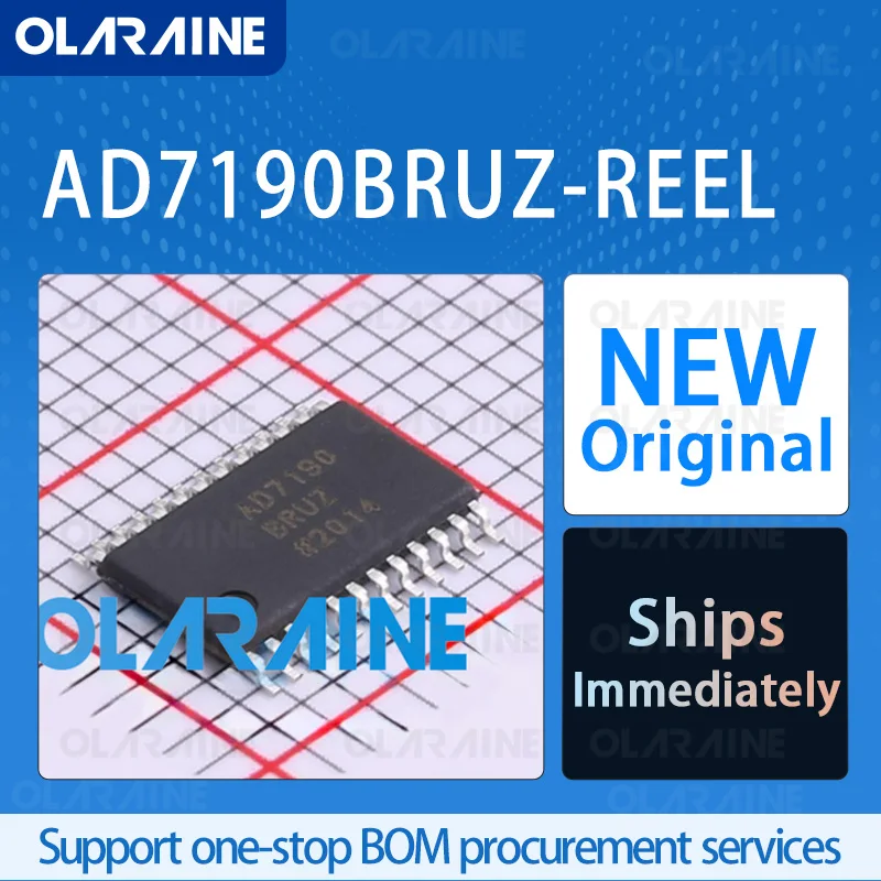 

1/5/10Pcs AD7190BRUZ-REEL TSSOP-24 original ic chip Analog-to-digital converters - ADCs 5 Channel The sampling ratio is 4.8 kS/s