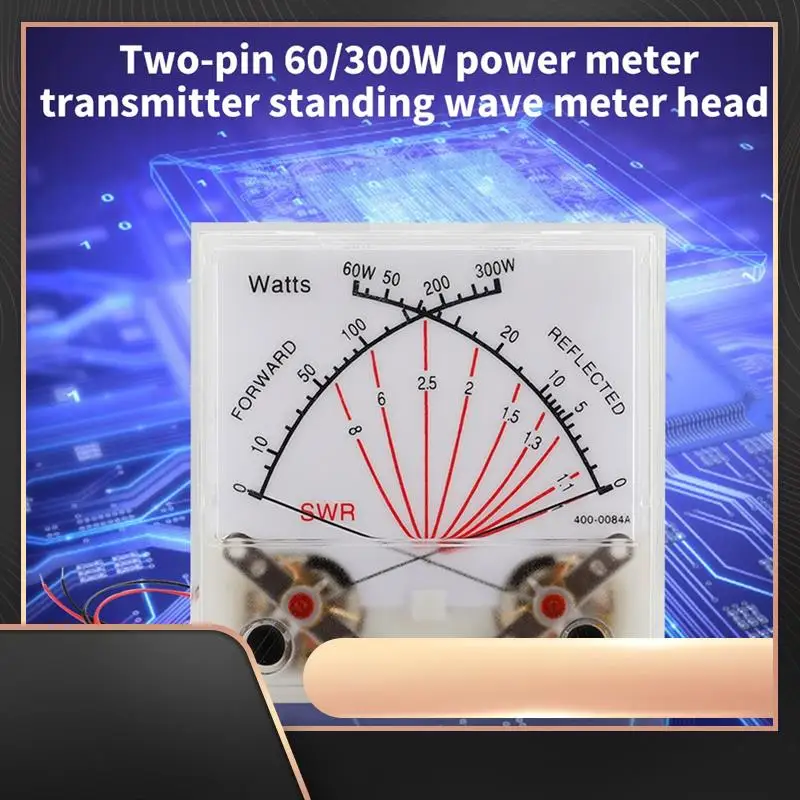 

1 Piece Power Meter Transmitter VU Meter With Backlight PMMA Cover SWR Black Forward 300W Reflected 60W