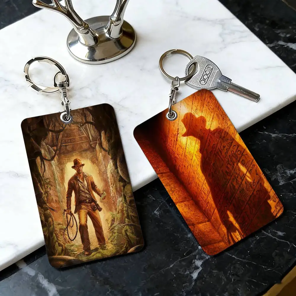 Llavero Protector de Tarjetas con Sensor para Tarjetas de Acceso Comunitario y Tarjetas de Ascensor, Diseño Clásico de la Película Indiana Jones