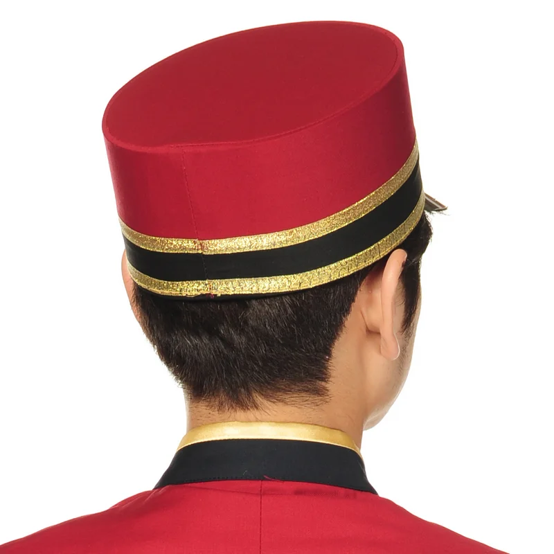 Red Men's Doorman Hat Etiquette Work Hat Music Party Headwear Festival Performance