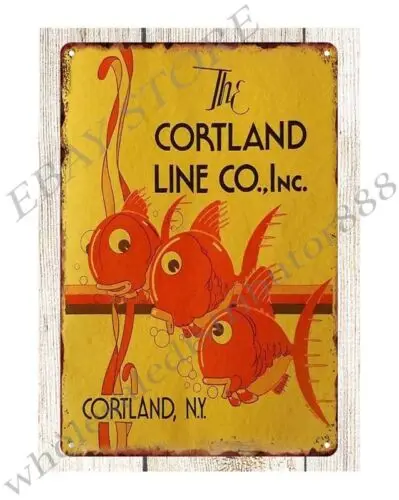 office design ideas 1933 The Cortland fishing Line Co metal tin sign