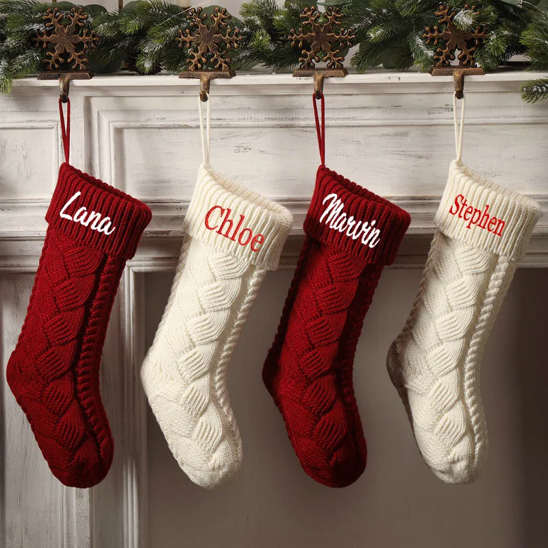 

Personalized Customized Knitted Christmas Socks, Wool Gift Bags, Candy Decoration Bags, Hanging Socks, Christmas Supplies