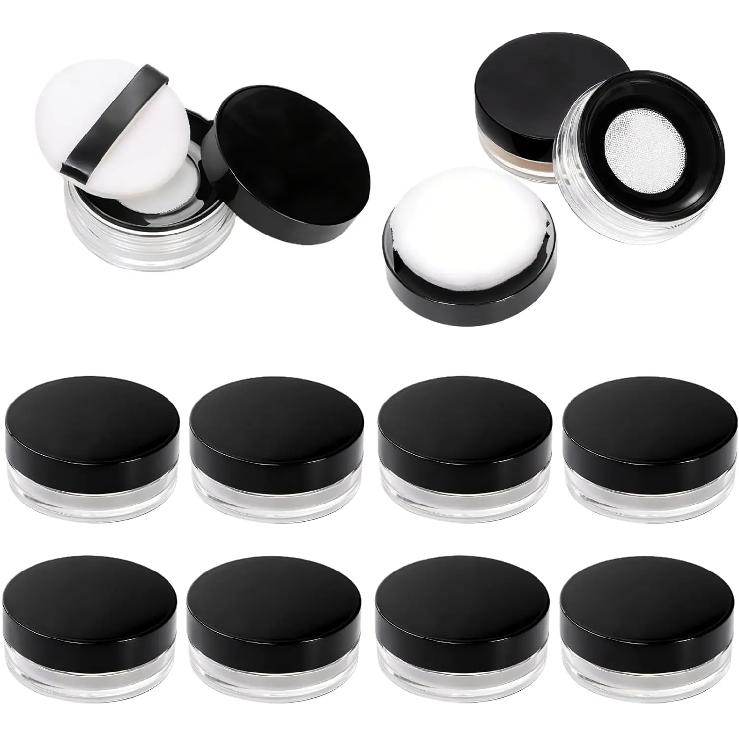 

8 многоразовых контейнеров для пудры по 10 г с губчатыми спонжами, герметичный дорожный футляр для косметики