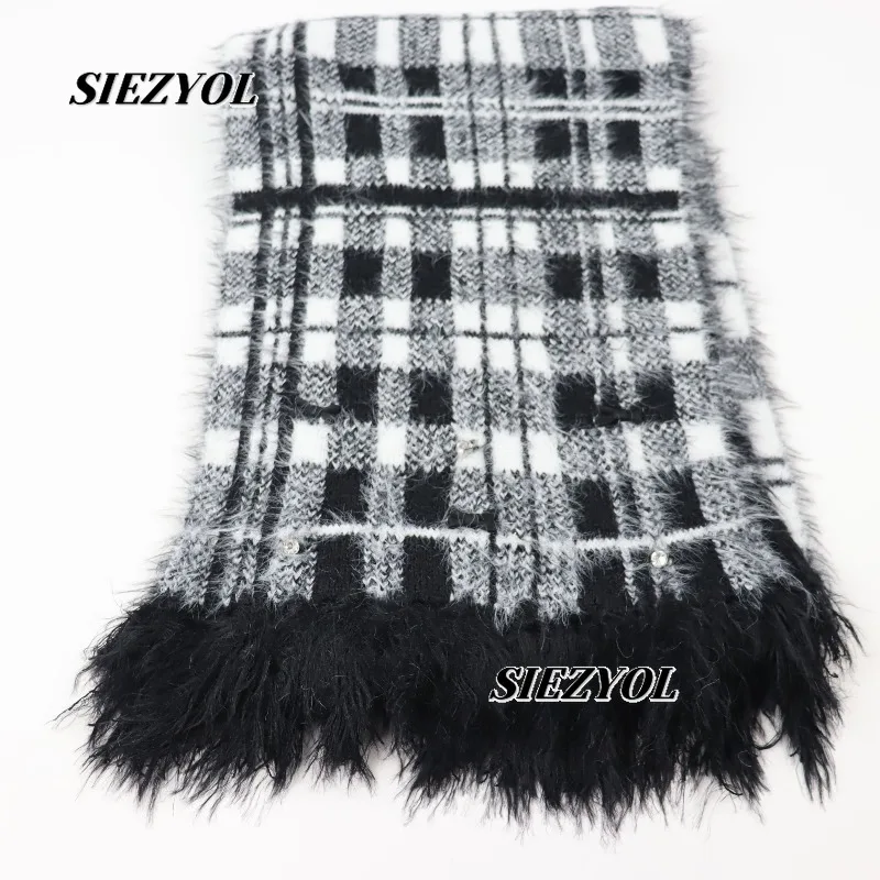 Fashion Versatile Hairy Scarf Thickened Plaid Bow Cute Winter Warm Scarves Sweet Girl Imitation Mink Plush Scarf for Women