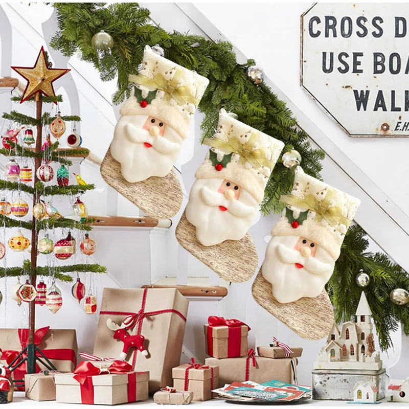 Merry Christmas Bags  Children Boots Hang New Year Decor 2024 Presents Socks Decorations Offers Things Decorate The House Kids