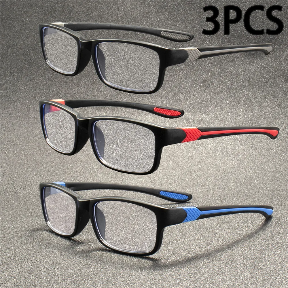 

3PCS Sports Reading Glasses Men Women - Comfortable, Stylish Presbyopic Readers with Polycarbonate Lenses