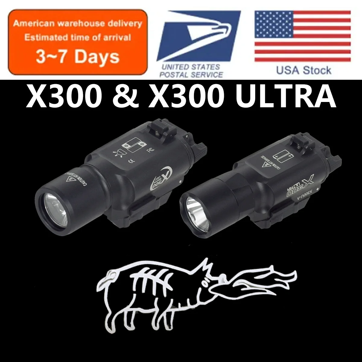 Airsoft Surefir X300 Ultra Tactical Scout Light Glock Handgun Weapon Flashlight Spitfire 14mm CCW ( Black ) Tracer Unit