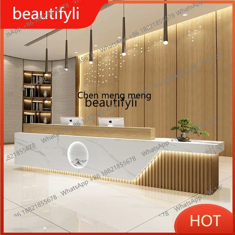 G8578 Company Reception Desk Beauty Salon Reception Desk Bar Counter Modern Light Luxury Simple  Cashier Desk New Chinese Counte