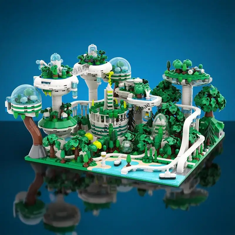 

New 1821Pcs Hot Selling Street View Moc Modular Future Green City Model Building Blocks Diy Creative Ideas Kid Toy Birthday Gift